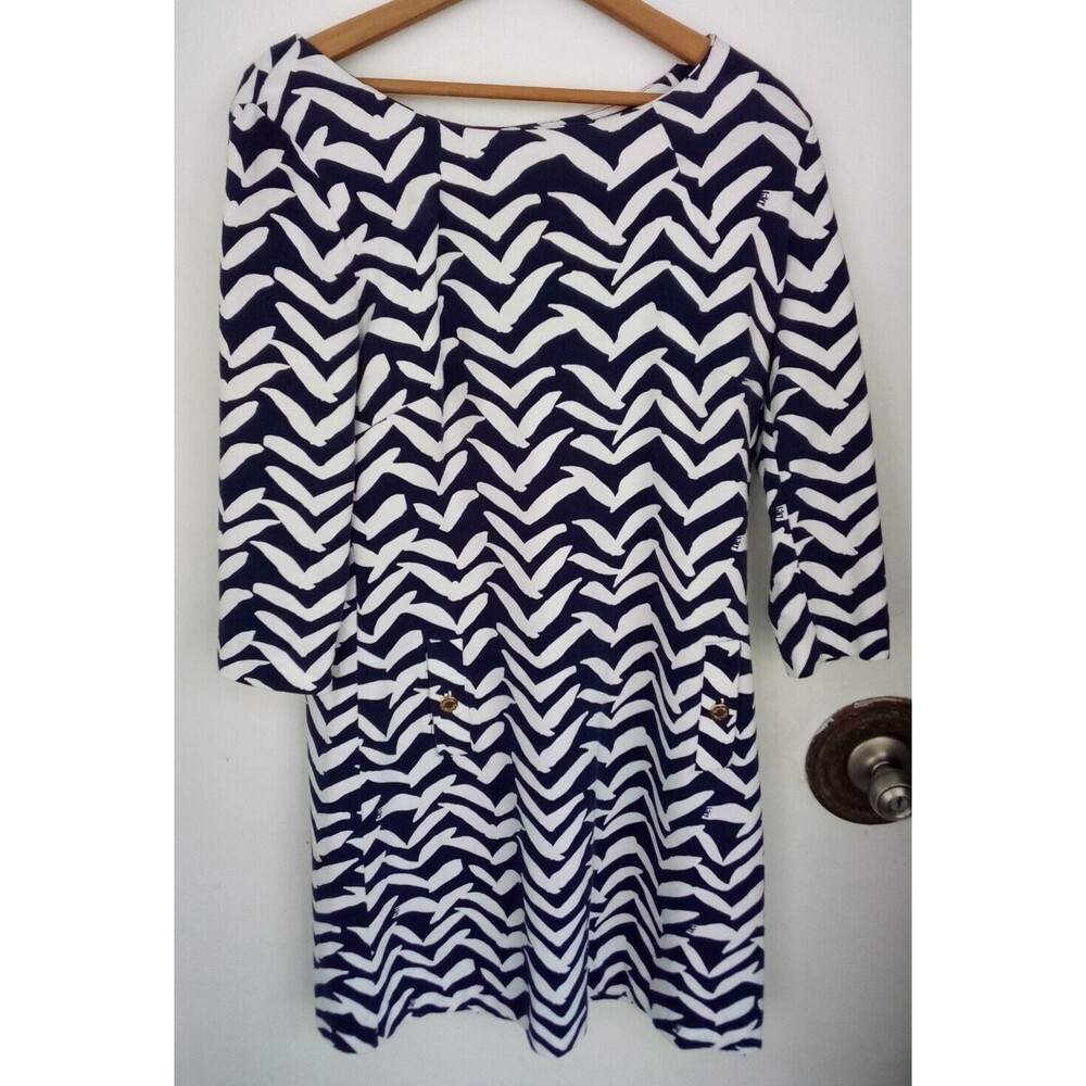Lilly Pulitzer Charlene Dress Seagull Flying Patter Med Blue I Got Lucky Pockets